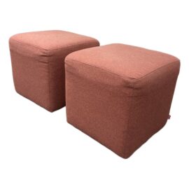 EQ3 Rubix Coral Melange Ottomans, Pair. Original Price: $1,550