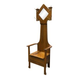Vintage Tree Hall With Mirror, Chair + Brass Hooks