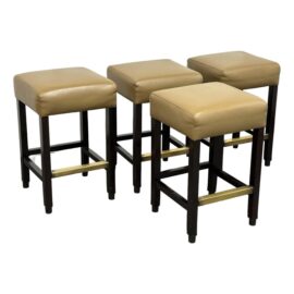 Palecek Hudson Backless Counter Stools in Holly Hunt Leather, Set of Four