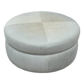 A. Rudin Round Custom Leather Ottoman on Casters