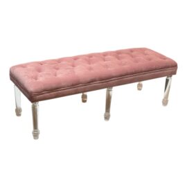 Parisian Dusty Rose Velvet + Lucite Frame Custom Bench. Original Price: $2,500