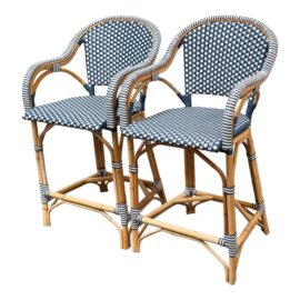 Serena & Lily Riviera Rattan Counter Stools, Pair. Original Price: $900