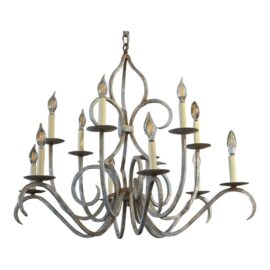 J. Clayton Lighting Shed Metal 12 Light Chandelier. Original Price: $1,150