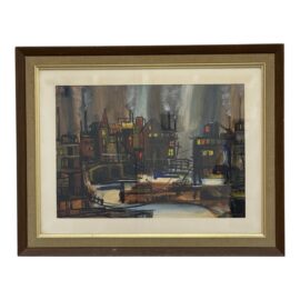 Lois Goodfellow "Silhouette" Marina in Santa Rosa Art Print, Framed. Original Price: $500