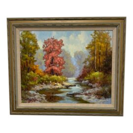 Kaye Pool Impressionist Landscape Artwork, Signed + Framed