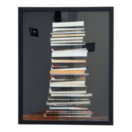 Poster Print of Stacked Books on Black Background, Framed