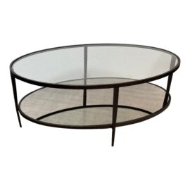 Crate & Barrel Clairmont Hammered Iron & Glass Coffee Table. Original Price: $700