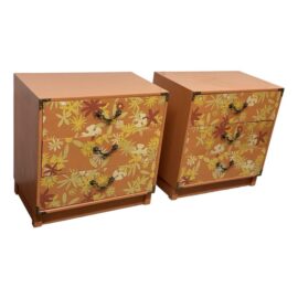 Vintage Drexel Whimsy Campaign Bedside Cabinets, a Pair