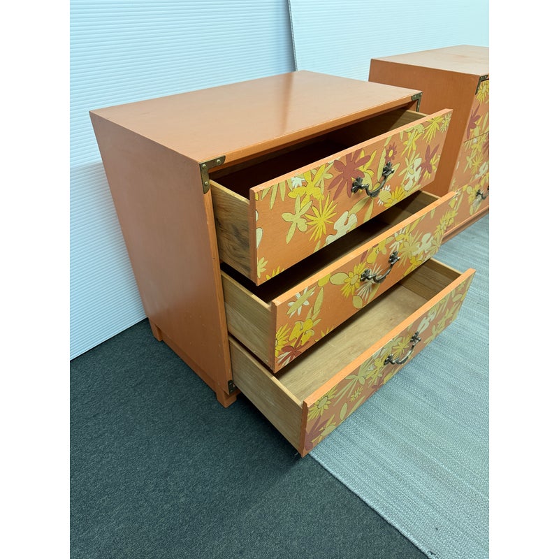 Vintage Drexel Whimsy Campaign Bedside Cabinets, a Pair - Design