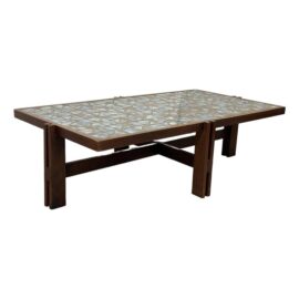 Vintage Mid Century Tile + Wood Coffee Table