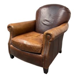 Crate & Barrel Cognac Leather Club Chair