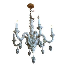 19th Century Capodimonte Off White + Gold Ceramic Chandelier. Original Price: $15,000