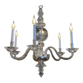 Chapman & Myers for Visual Comfort George II Polished Nickel + Glass Chandelier. Original Price: $6,800