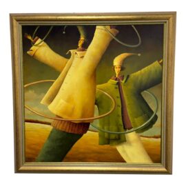 Circa 2005 Leszek Sokol "Hula Hoop" Painting, Signed + Dated. Original Price: $2,100