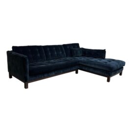 HD Buttercup Navy Velour Chaise Lounge Sectional. Original Price: $3,500