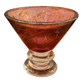 Hand Blown Rose + Gold Flecked Glass Vessel