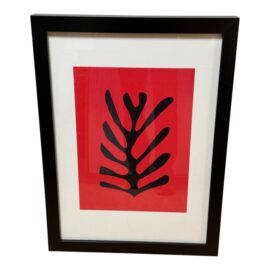 Henri Matisse "Feuille Noire Sur Fond Rouge" Print, Framed. Original Price: $180