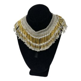 Hand Made White Beaded African Bib Necklace