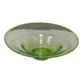 Biot Glassworks French Thick Rim Green Bubble Bowl