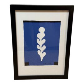 Henri Mattise "Palme Blanche Sur Fond Bleu" Print, Framed. Original Price: $180