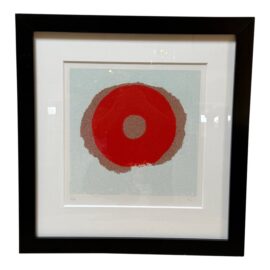 Walter Fusi Red Abstract Limited Edition Lithograph, Signed + Number