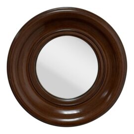 Convex Porthole Mirror With Thick Mahogany Frame