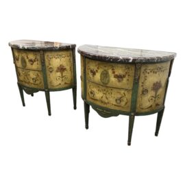 Antique Colby's Louis XVI Style Demi-Lune Commodes, Pair