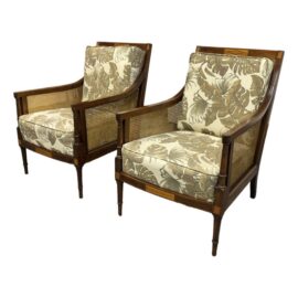 Antique 19th Century English Regency Lounge Chairs, Pair