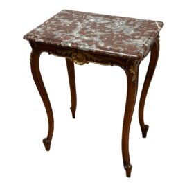 Antique French Louis XV Rouge Griotte Marble Top Accent Table