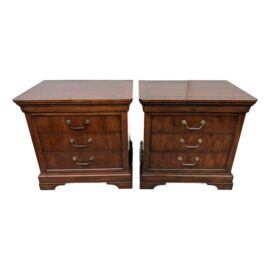 Henredon Cavalier Louis Philippe Style Nightstands, Pair. Original Price: $6,000
