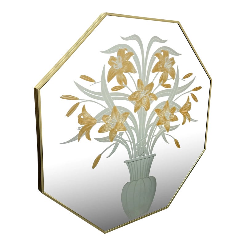 Robert Slimbach for Windsor Art Octagonal Tiger Lily Wall Mirror