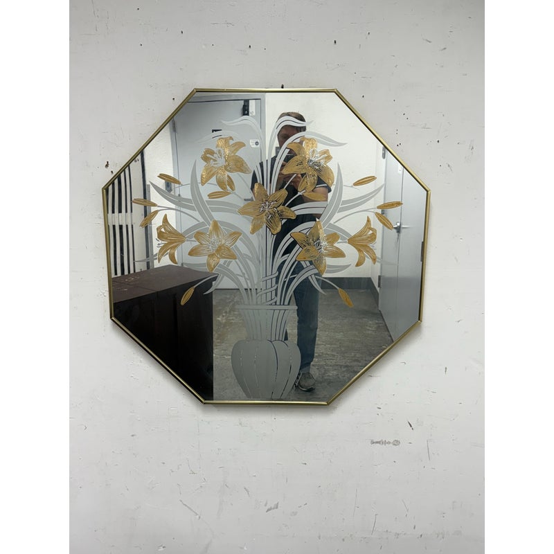 Robert Slimbach for Windsor Art Octagonal Tiger Lily Wall Mirror