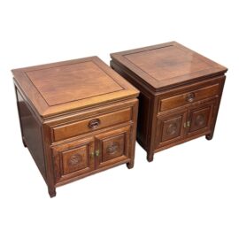 Vintage Chinese Rosewood Nightstands, Pair