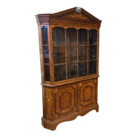 Early 18th Century Antique William & Mary Style Floral Marquetry Inlaid Display Cabinet