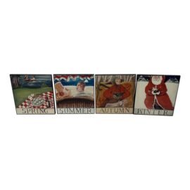 Nancy Thomas Folk Art Seasonal Plaques, Set of Four