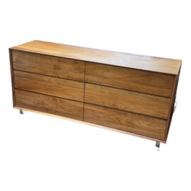 Contemporary Teak Six Drawer Dresser