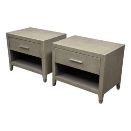 Restoration Hardware Graydon Shagreen Open Nightstands, Pair. Original Price: $2,800