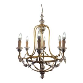 Neoclassical Brass + Silver Candelabra Chandelier