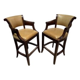 Woodbridge Leather Barstools, Pair. Original Price: $2,300