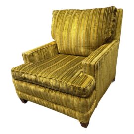 Mid 20th Century Velvet Striped Chartreuse Lounge Chair