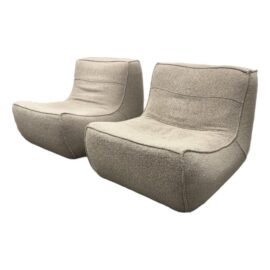 DellaRobbia Rosen Slipper Chairs in Alton-Flurry Upholstery, Pair. Original Price: $8,000