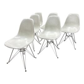 Charles and Ray Eames for Moderica Case Study Fiberglass Chairs, Set of Six. Original Price : $2,350