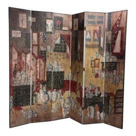 Circa 1970's Chinese Wallpaper Six Panel Screen Room Divider. Original Price: $4,000