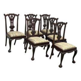 Vintage Solid Mahogany Ball & Claw Chippendale Chairs, Set of Six