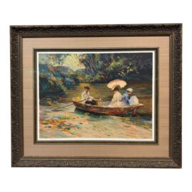 Henri Plisson "Rowing" Limited Edition 125 of 295 Lithograph, Signed + Framed