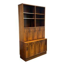 Mid 20th Century Poul Hundevad Danish Two Piece Rosewood Hutch + Drop Front Desk