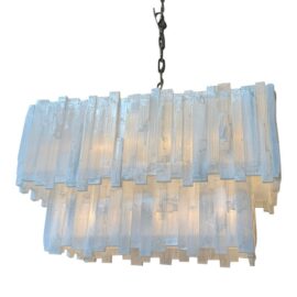 Two Tiered Design Selenite Chandelier. Original Price: $10,000