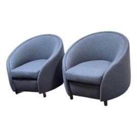 Julia Katrine Designs Felted Wool Barrel Back Chairs, Pair