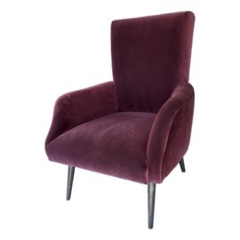 Julia Katrine Designs Burgundy Silk Velvet Accent Chair
