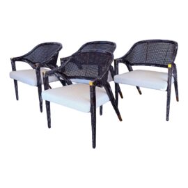 Black Rooster Design Sabot Dining Chairs, Set of Four. Original Price: $5,200